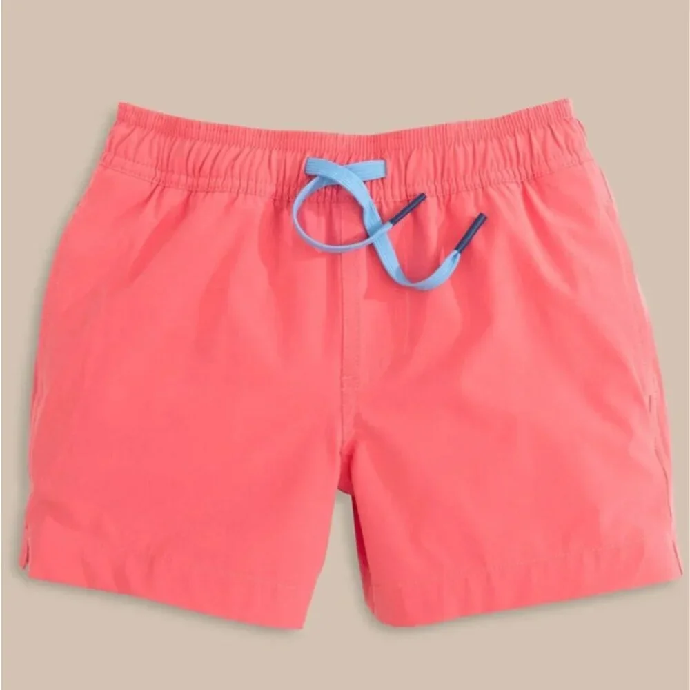 Southern Tide Boys Coral Swim Trunks Size XL 16 Elastic Waist Lined NEW